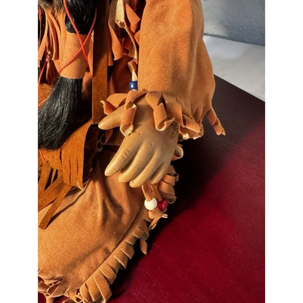 Southwestern NATIVE American Girl porcelain doll, Sz 16in/12in Seated